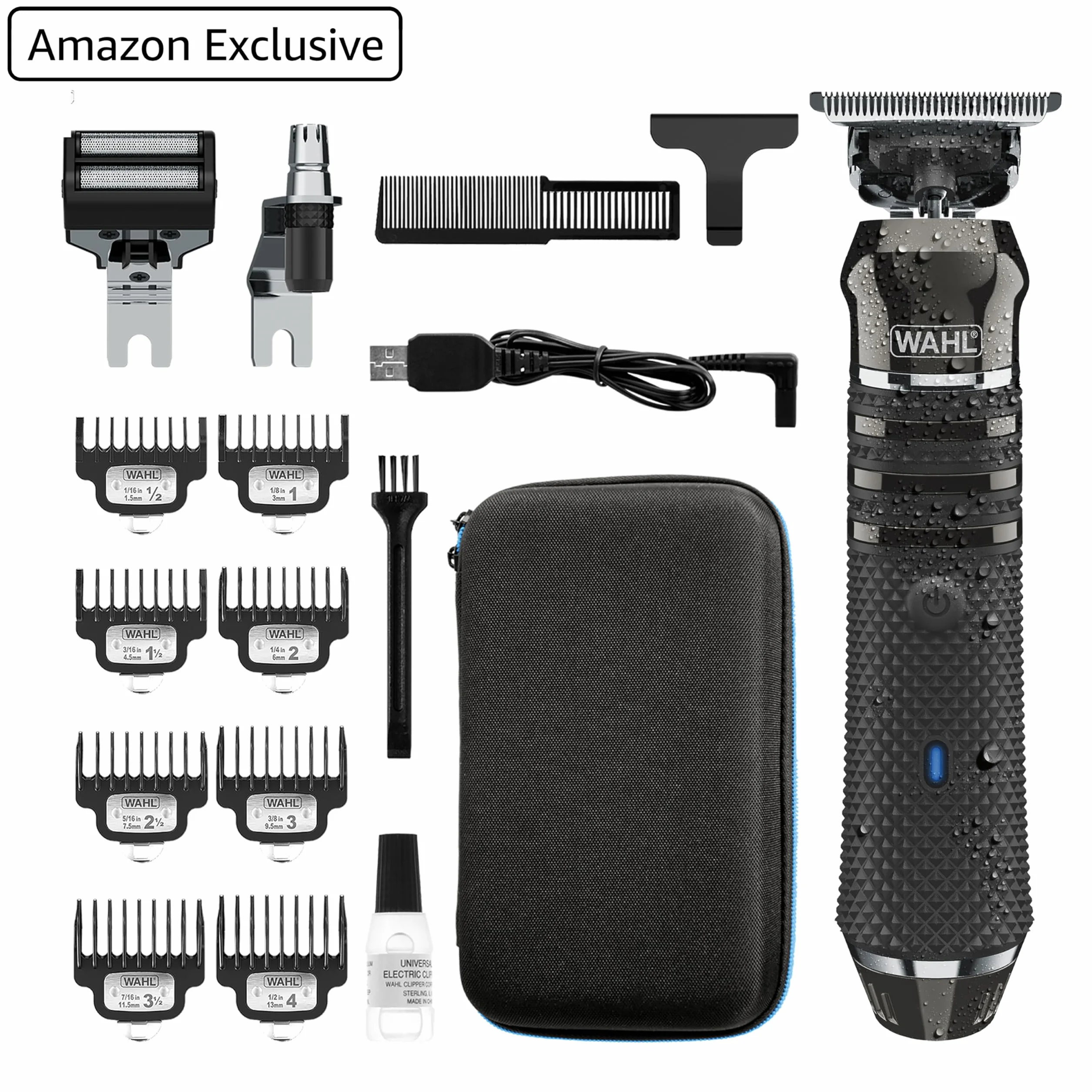 Wahl Pro Series High Visibility Trimmer, dicht schneidender Schneidsatz, Lithium-Ion, völlig abwaschbar Barttrimmer, Grooming Kit, austauschbare Köpfe, kabellos, dicht schneidend