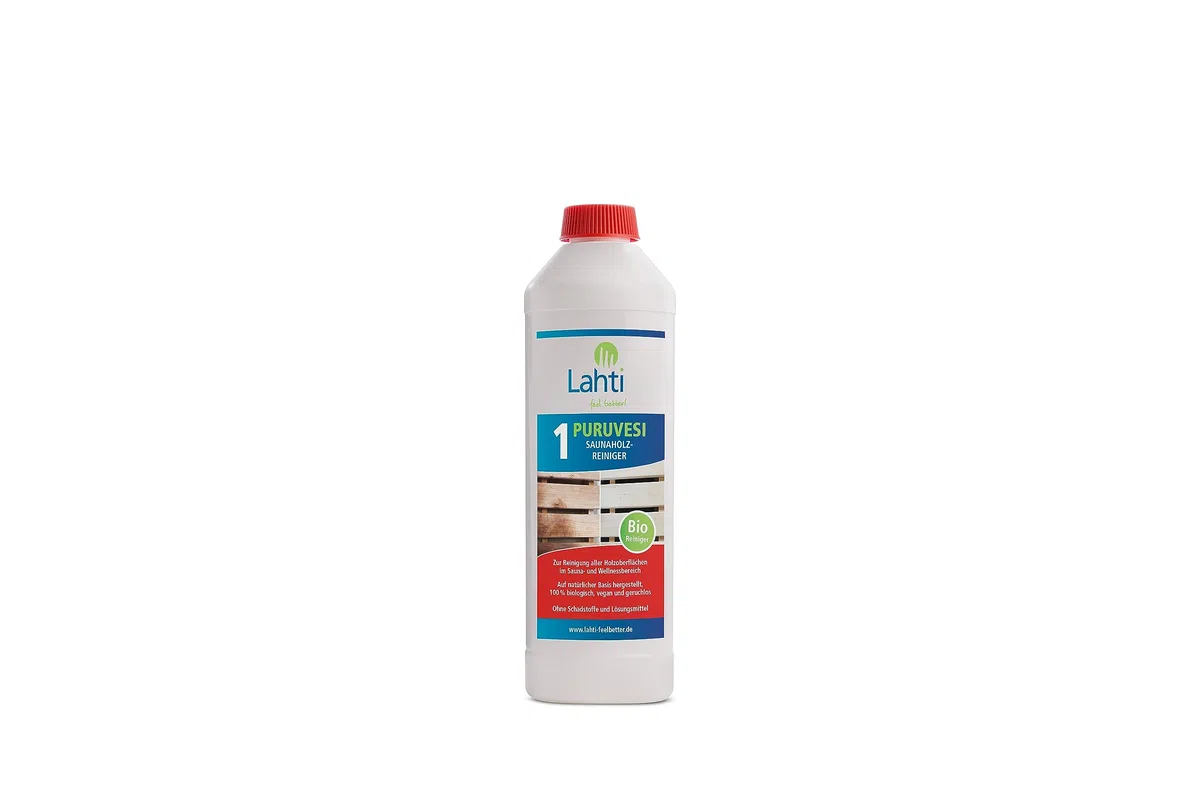 Lahti 1 PURUVESI - SaunaGrund-Reiniger - für die komplette Sauna, speziell für Hölzer - sehr effektiv, biologisch und schonend (0,5 Liter)