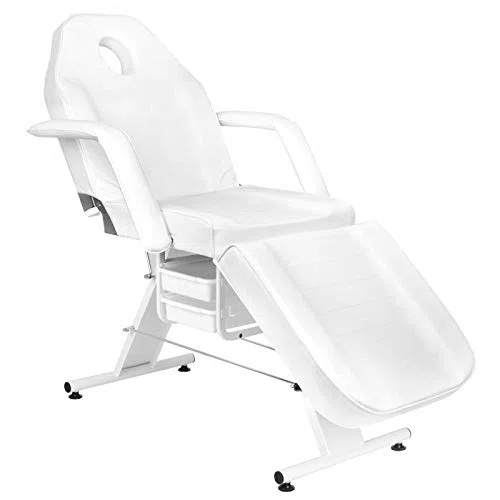 Activeshop Basic 202 Kosmetikliege Massageliege Massagetisch Massagestuhl Weiss bis 150 kg belastbar Premium-PU-Leder mit Aufbewahrungsladen 180 x 60 x 75 cm (L x W x H)