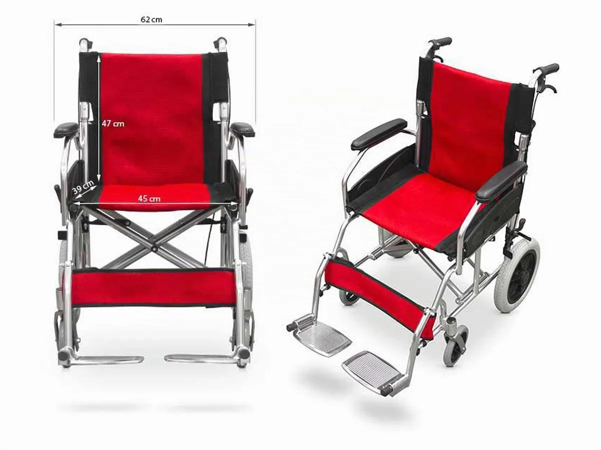 QUIRUMED Klappbarer Rollstuhl, Aluminiumrahmen, ultraleicht, Beifahrerbremsen, kompakt, orthopädisch