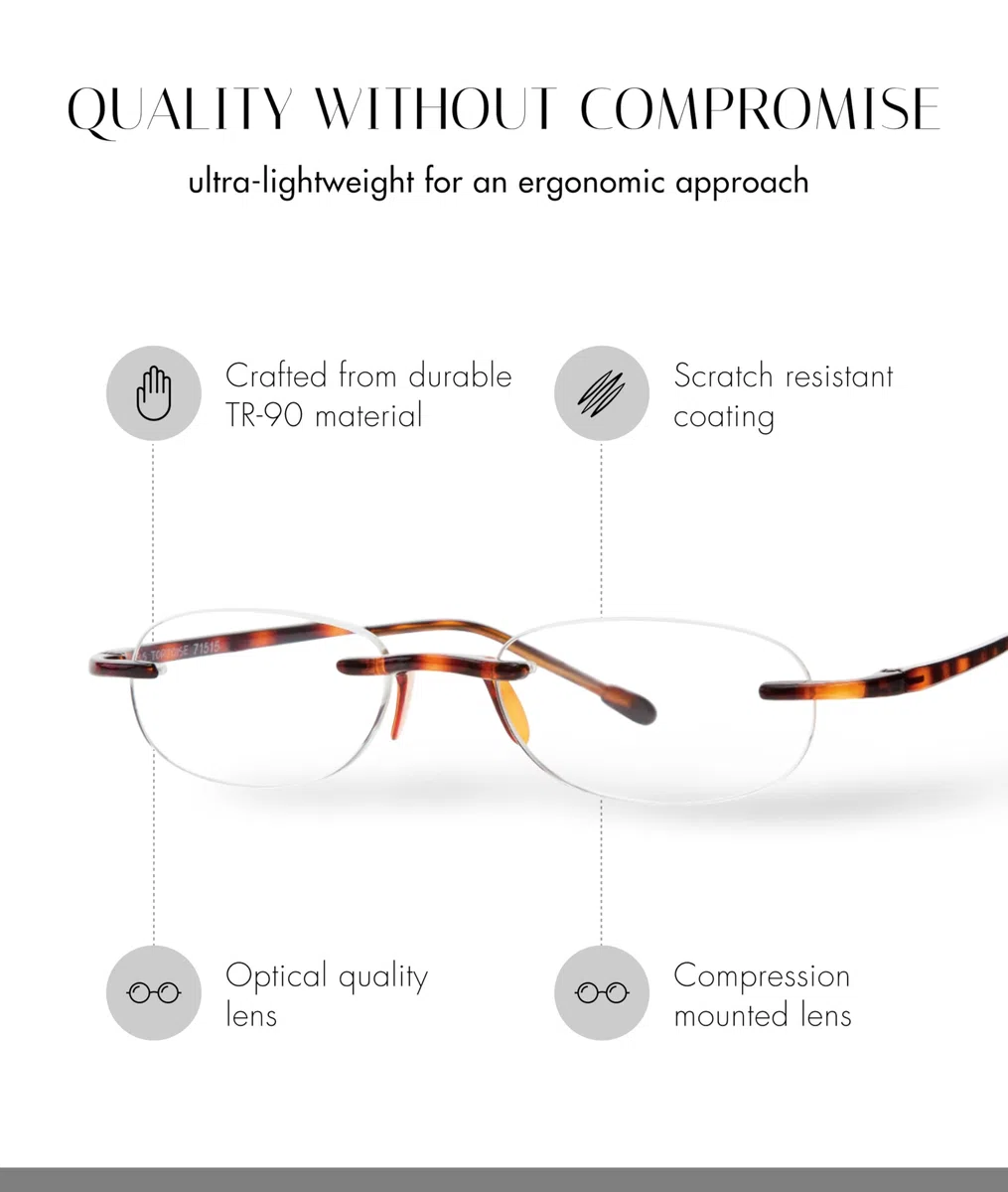 Scojo New York Lesebrille von, Original Gels Readers, Randlose Ovalbrille