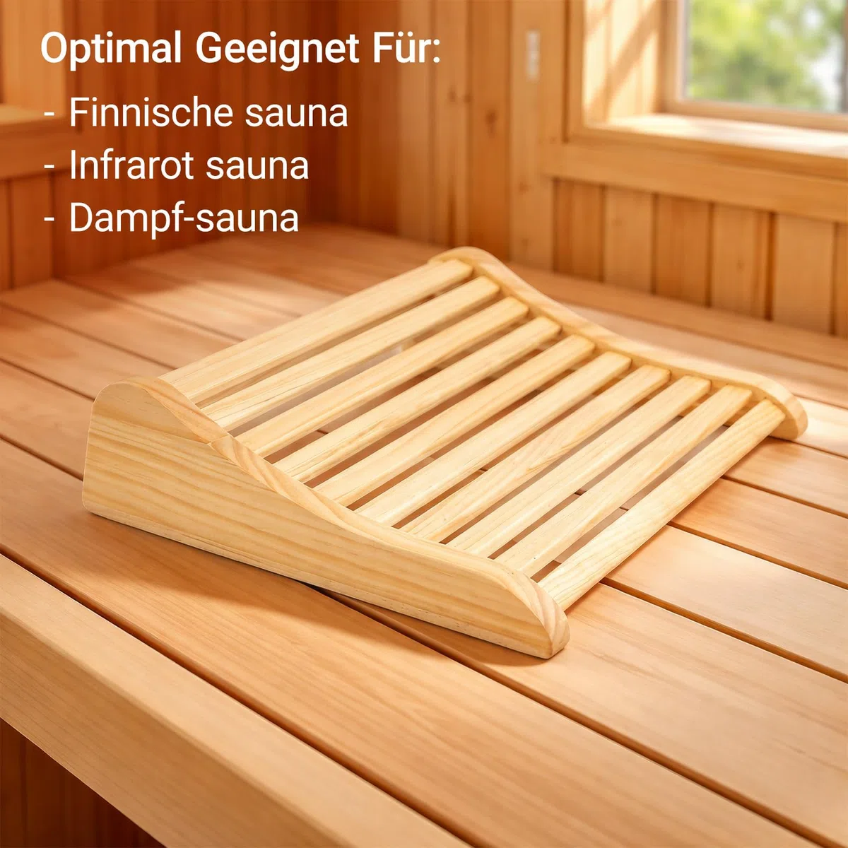 2er-Pack Sauna-Kopfstütze aus Holz, ergonomisch, mit gebogener Rückenlehne und Nackenstütze für Sauna und Infrarotkabine, aus Holz gefertigt, wellenförmiges Sauna-Zubehör, Sauna-Nackenkissen