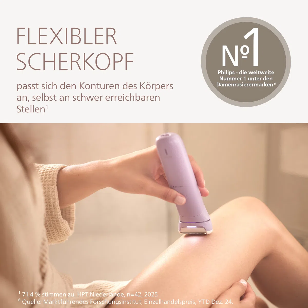 Philips Lady Shaver Series 8000 - kabelloser elektrischer Rasierer, nass und trocken, 3-Klingen-System, flexibler Scherkopf, LED-Licht, Beine/Körper/Bikinizone, 100 Min. Laufzeit, Modell BRL149/00