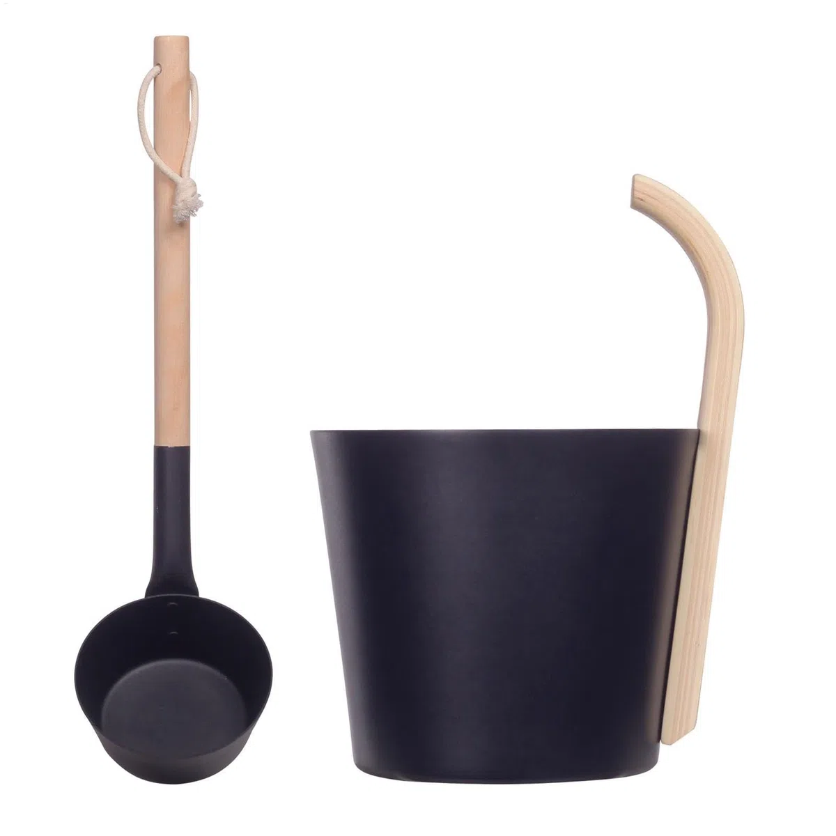 Saunakübel Set, 7L Aluminium Saunakübel Saunakelle Mit Langem Griff Löffel, Metall Sauna Kübel - Aufgusseimer Set für Badezimmer, und Hotelbadewanne