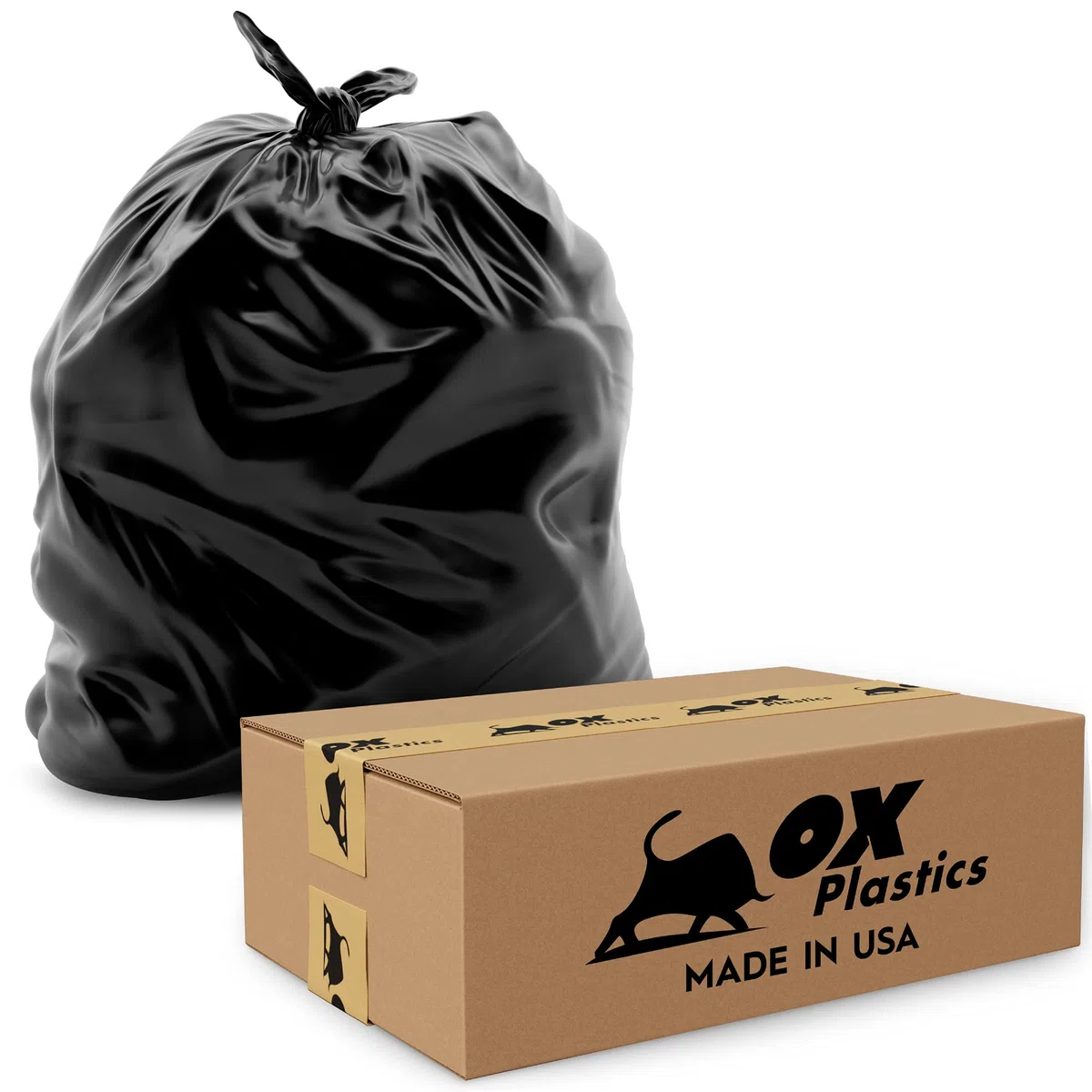 Extra robuste Müllbeutel, pannensicher, hergestellt in den USA, 94 x 109 cm, Schwarz, 50 Stück