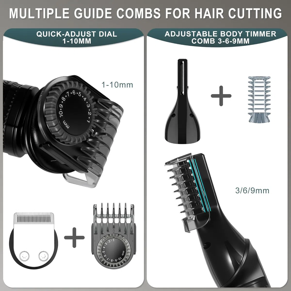 Hatteker Männerpflegeset 8-in-1, Zero-Gap-T-Klinge Trimmer, wasserdichter Trimmer, Haarschneider für Männer, Barttrimmer elektrisch, Kabelloses Männerpflegeset, Elektrischer Rasierer für Männer