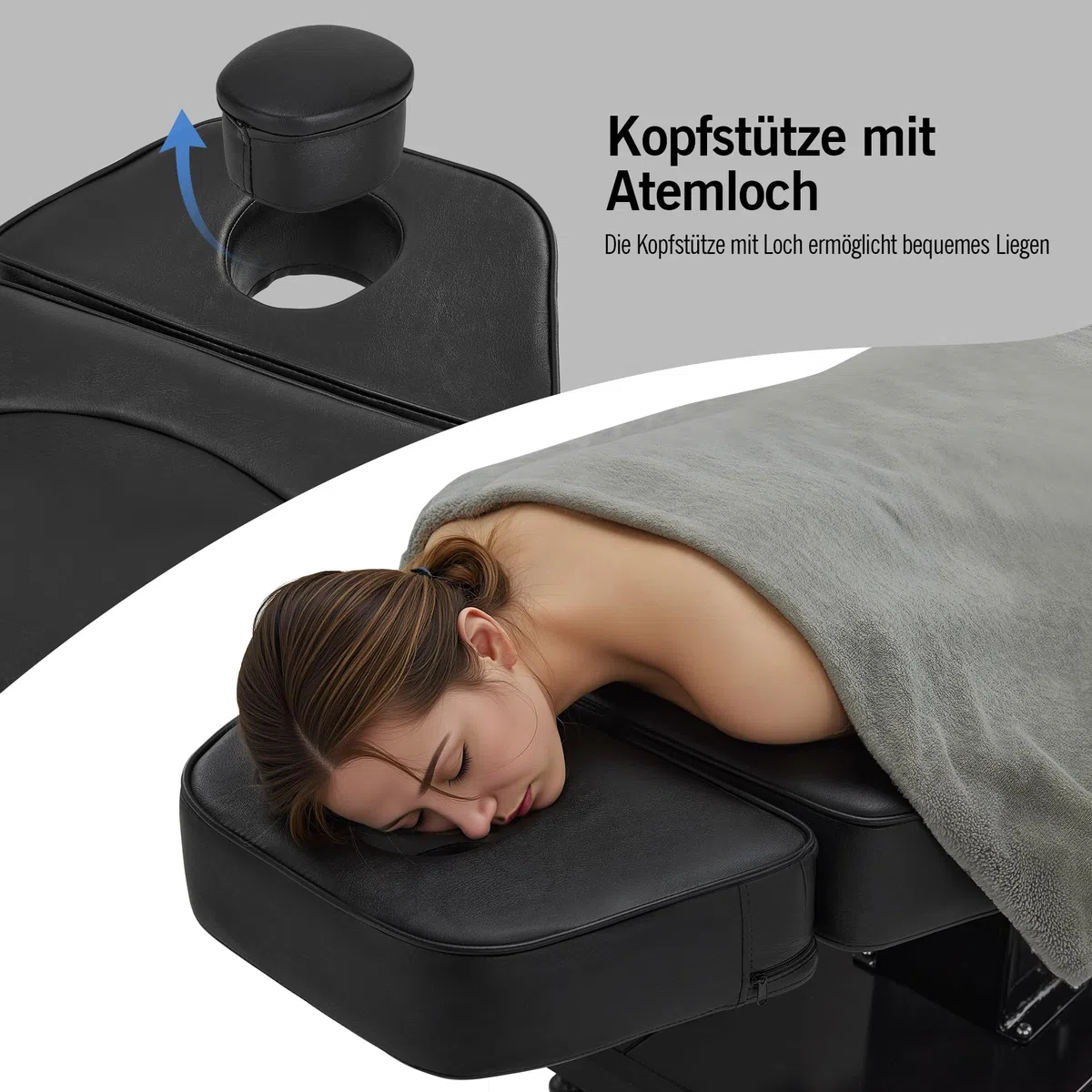 Kosmetikliege Elektrisch, Massageliege Klappbar, Tattoo Liege mit 3 Motoren, Massageliege Elektrisch für SPA Salon 2782 (Schwarz)