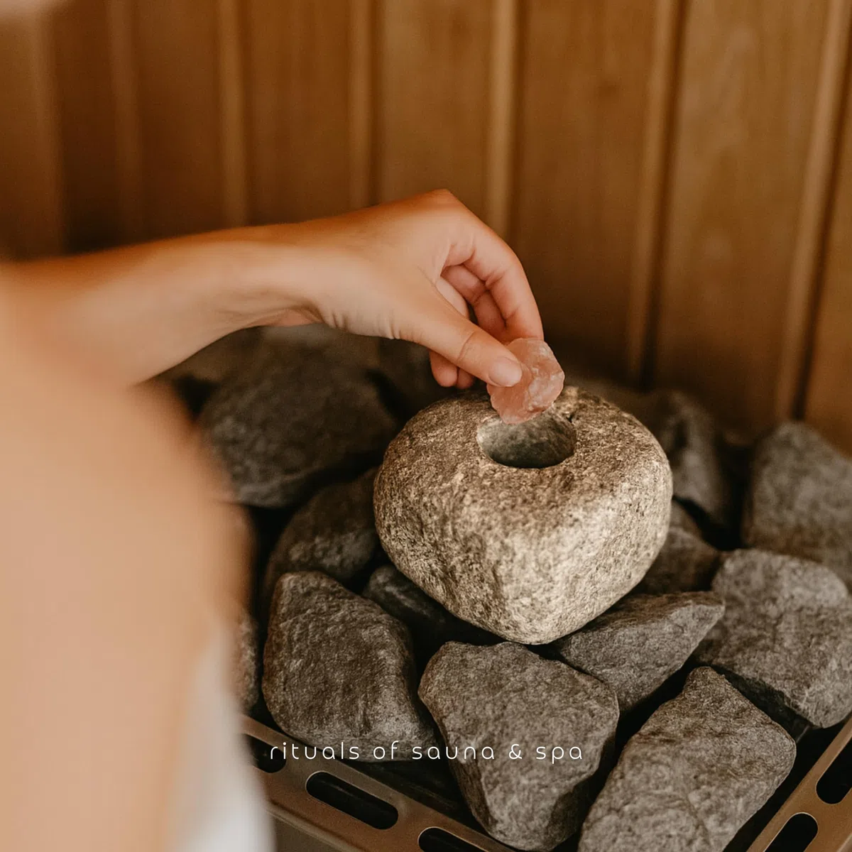 wellow® Sole-Set für die Sauna – 1 kg Himalaya-Salzkristalle + Spezial-Dampfstein – für intensiven Sole-Aufguss & wohltuendes Saunaklima – Saunasalz für Sauna & Solebad