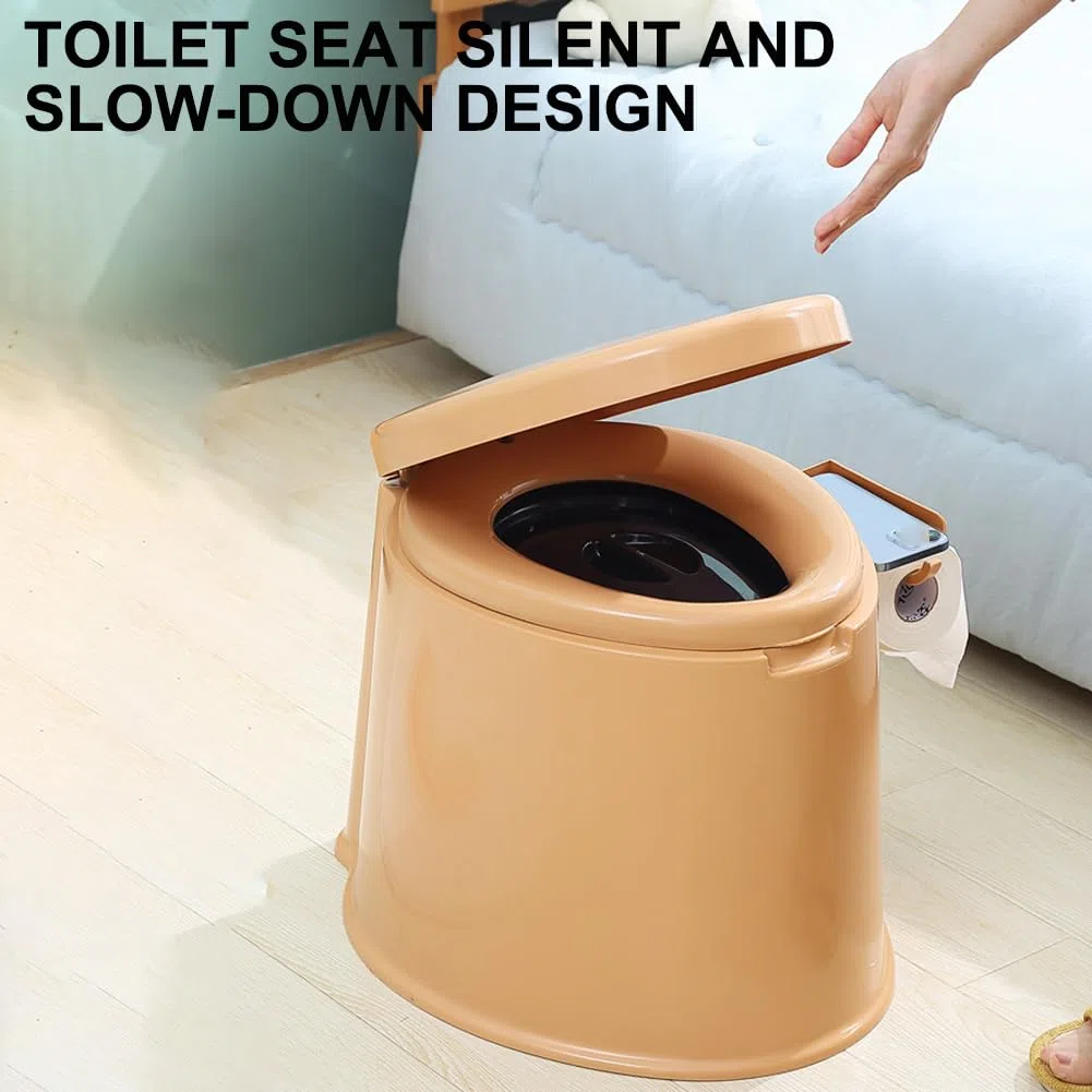 LXXLJHH Die Tragbare Toilette Für Erwachsene Mit Abnehmbarem Innerem Eimer Und Versiegelungsdeckel, Kompakte, Nicht Rutschende, Hoch Tragende Kommode, Alternative Zu Haustoiletten,Braun