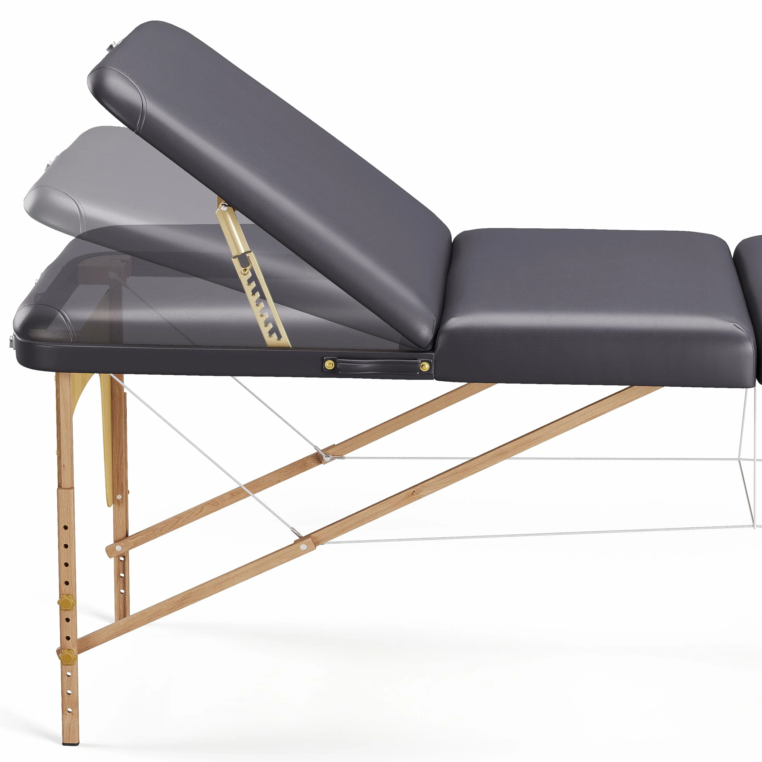 Beltom® Mobile Massagetisch Massageliege 3 zonen 180 x 56 cm. - Licht 13,2 kg mit Zubehör 15,5 kg - massagebed massageleuning Massagebank 3 Zones klappbar Kosmetikliege +TA. - Schwarz