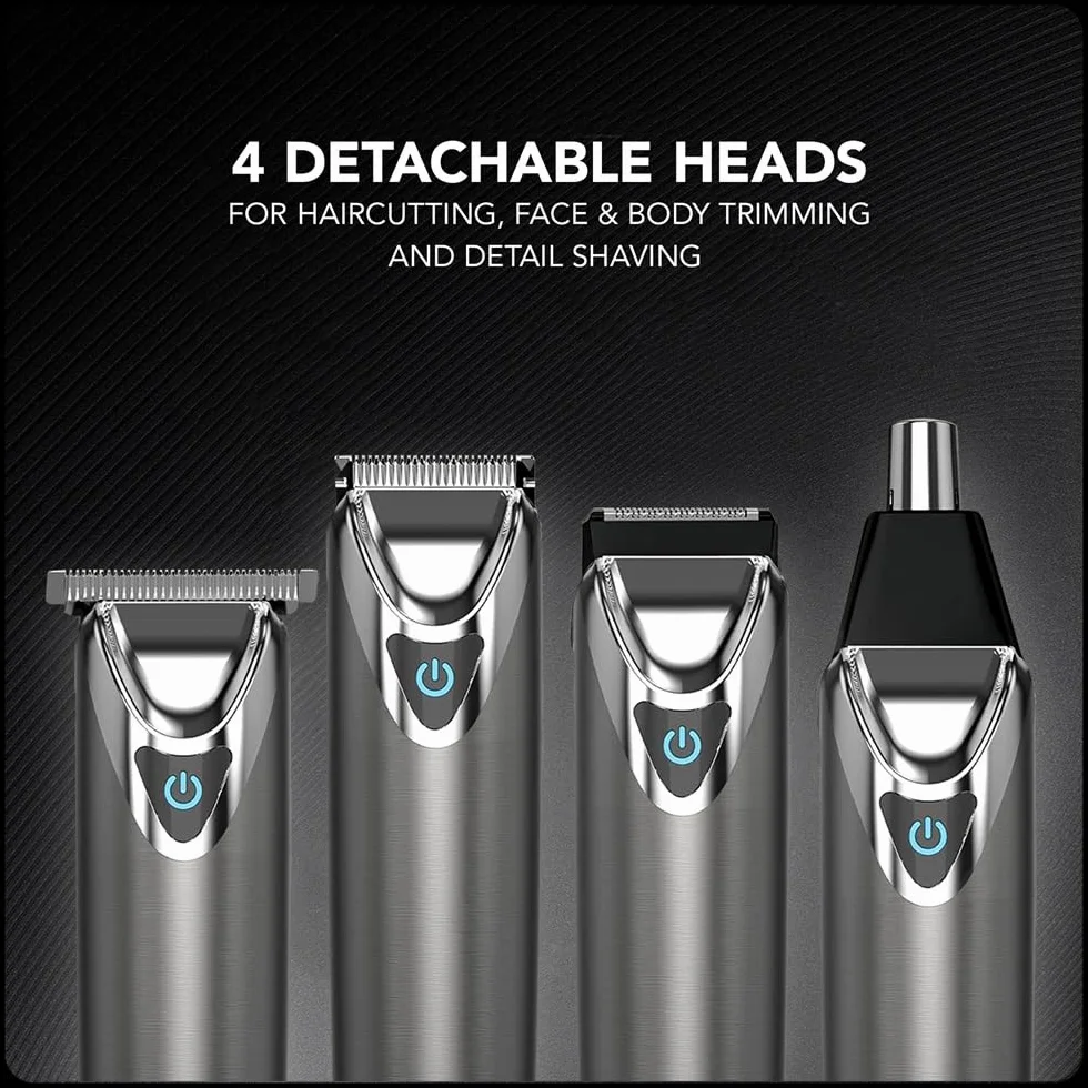 WAHL Washable Stainless Steel Multigroomer, Bart- und Stoppeltrimmer für Männer, Haarschneider für zu Hause, Nasen-Ohren-Trimmer, Herrenpflege-Set, Vollständig Abwaschbar, kabellos