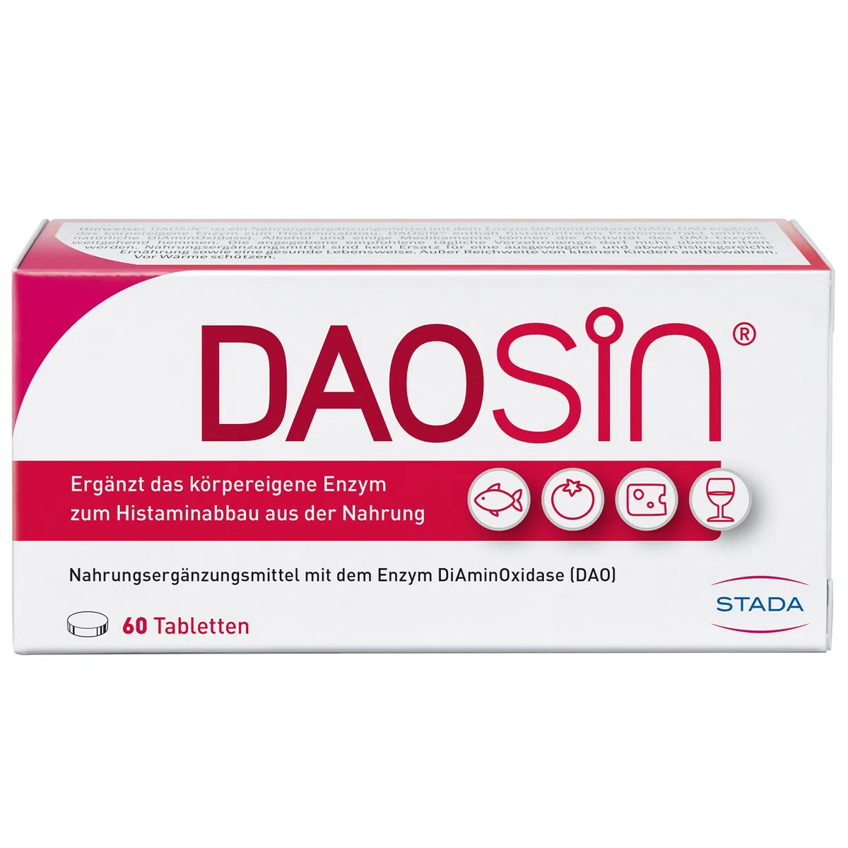DAOSiN Tabletten bei Histaminunverträglichkeit zur Ergänzung des körpereigenen DAO-Enzyms zum Histaminabbau aus der Nahrung, Original - 1 x 60 Tabletten