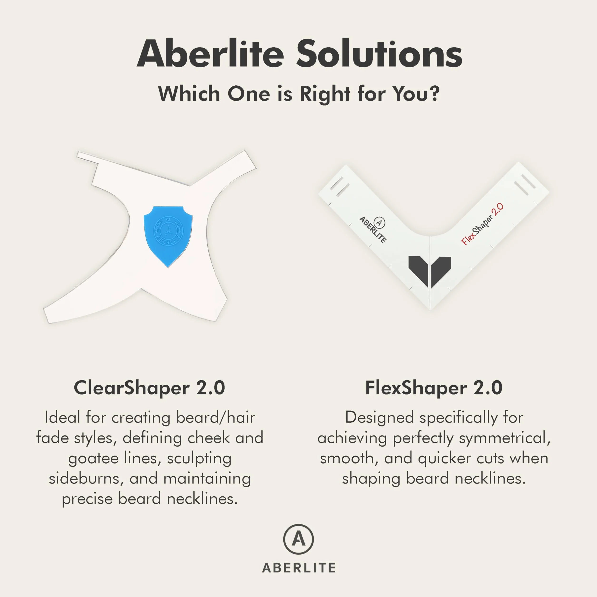 Aberlite FlexShaper 2.0 Bartformer für Herren, freihändige & flexible Halsausschnittführung, Bartschneider-Werkzeug, Line-up-Schablonen-Set, Weiß