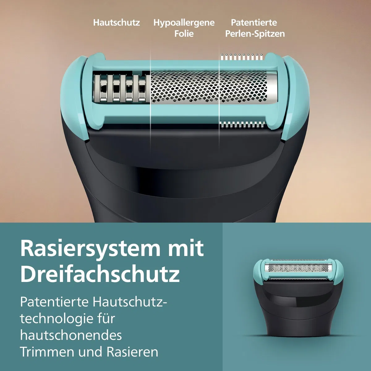 Philips Bodygroom 5000 für Herren – mit Dreifachschutz-Rasiersystem, elektrisch trimmen und rasieren im Intimbereich, klappbarer Rückenaufsatz, 100% duschfest, 100 Min. Laufzeit, Modell BG5480/15