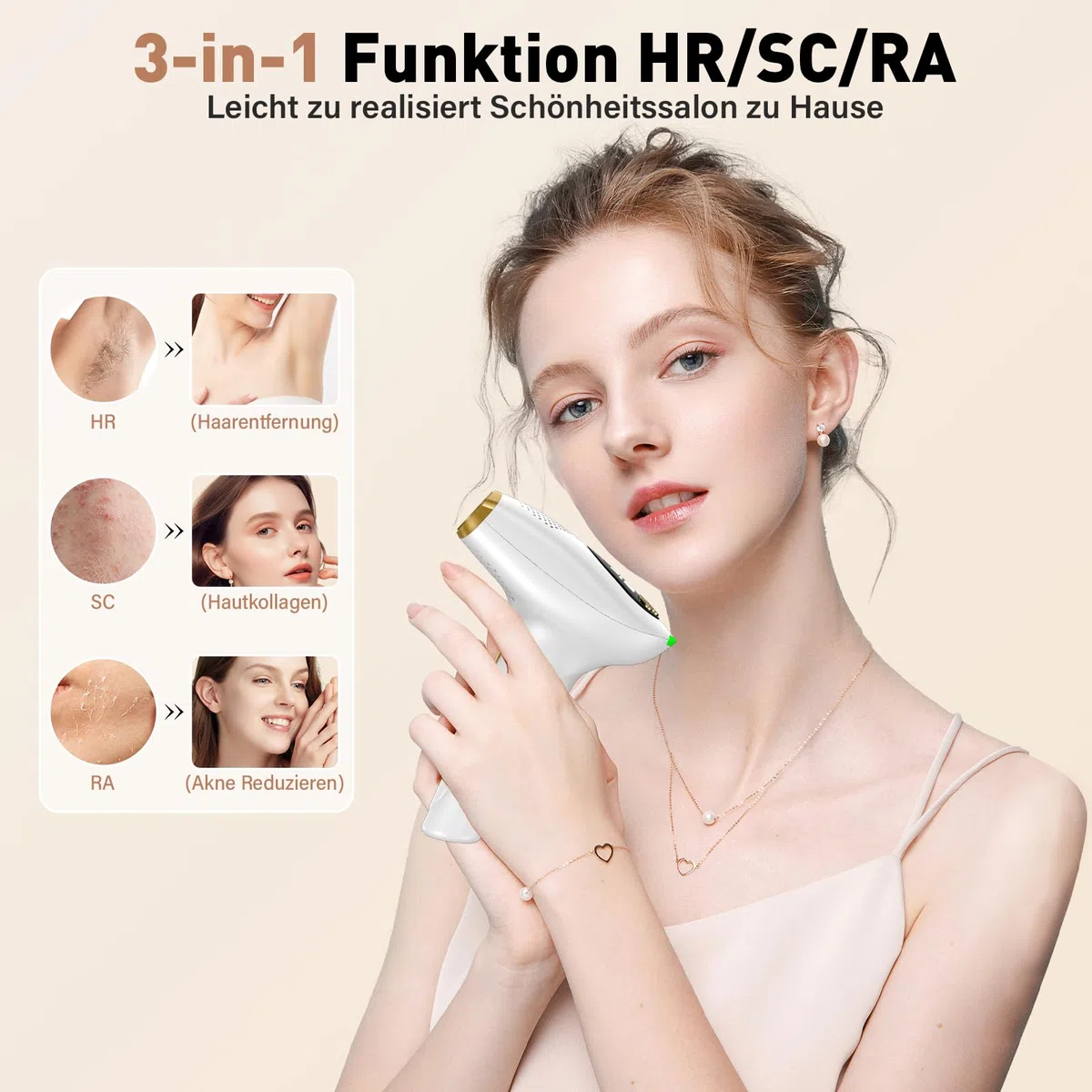 NIKYJM IPL Geräte Haarentfernung Laser mit Kühlfunktion, 3 Erweiterte Funktionen HR/SC/RA, 9 Energiestufen, 999,999 Lichtimpulse Laser Haarentfernun für Männer/Frauen/Gesicht/Bikini/Körper