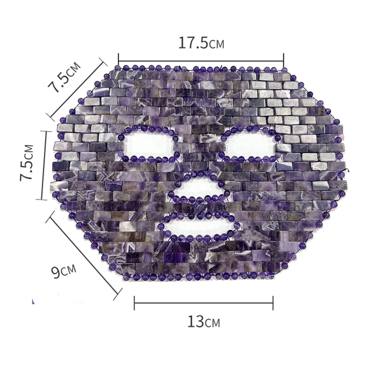 Rosenquarz-maske Amethyst gesichtsmaske mit Jade blume roller Gua Sha-set für Spa-hautpflege-werkzeug Kältetherapie Schönheitswerkzeug Zur Linderung von Gesichts ( Color : Purple , Size : 1 PCS )