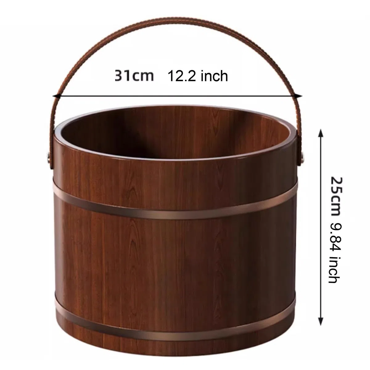 Fußbad Eimer Holz Fußsoak Pediküre Wanne Waschzuber Aus Massivholz Leicht Transportierbar für Bad Sauna Camping Zuhause, Ohne Deckel