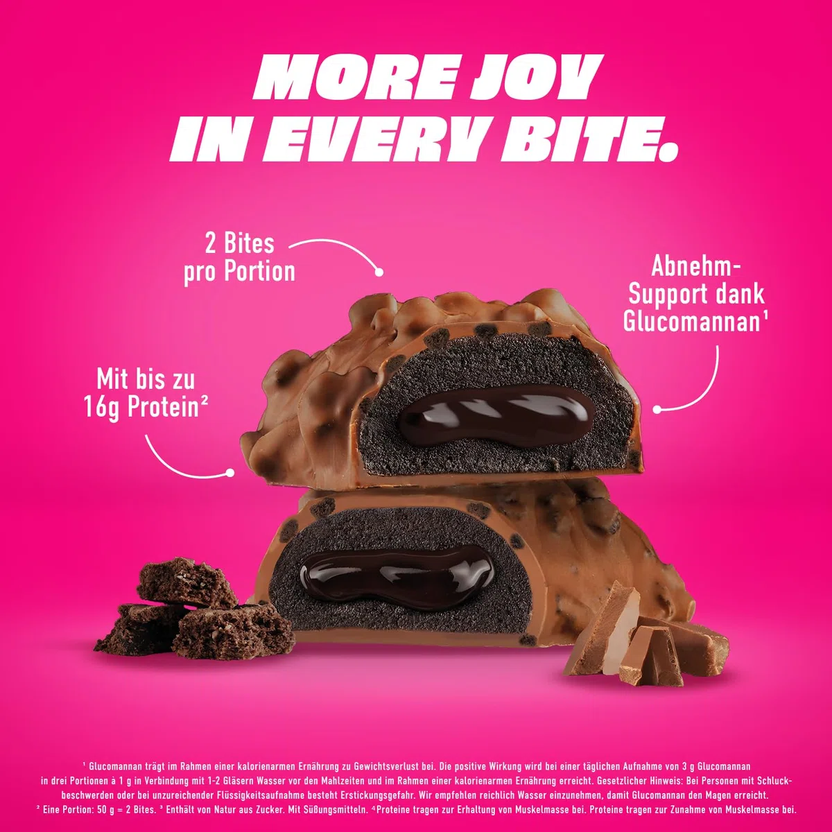 MORE Protein Satisbites, 12er Box Proteinriegel, Dark Cookie Crumble | 12 x 2 x 25 g, bis zu 16 g Protein pro Portion, ohne Zuckerzusatz, made in Germany (Design kann variieren)
