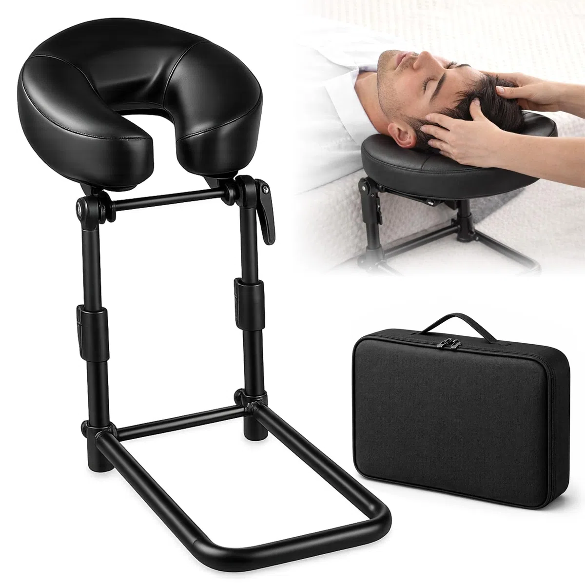 Massage Kopfstütze für Bett Höhe 14–45 cm, Ergonomische Massage-Kopfstütze & Massage-Kissen mit Gesichtsschlitz, kompatibel mit Massageliege, Massagetisch, Kosmetikliege, Kopf Massage Zubehör