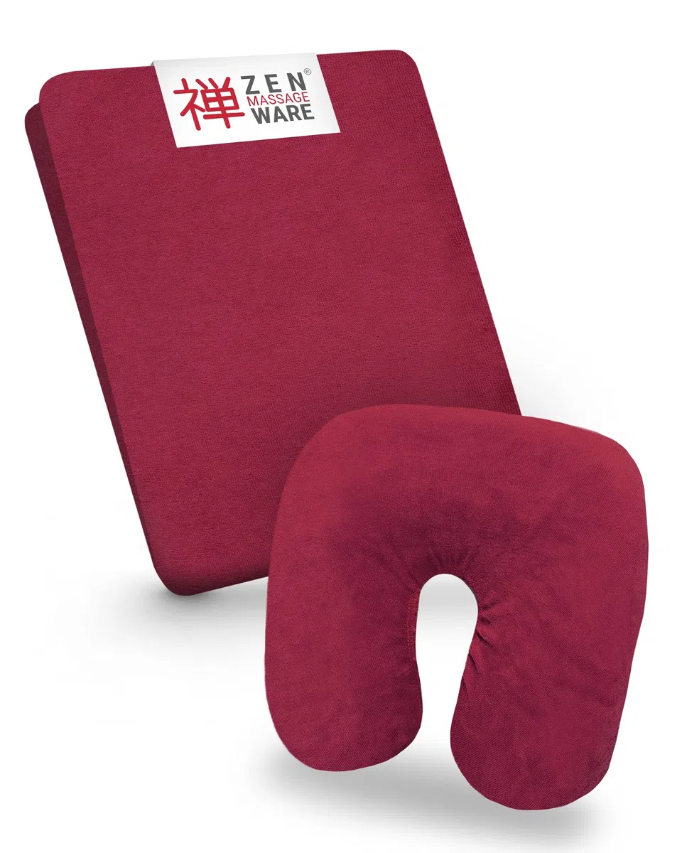 Zen – Spannbezug für Massageliegen & Kopfstützen – weiches Frottee-Spannbetttuch für Kosmetik-, Therapie- & Behandlungsliegen – Liegenbezug waschbar bei 60° – Massage-Zubehör (Burgund)
