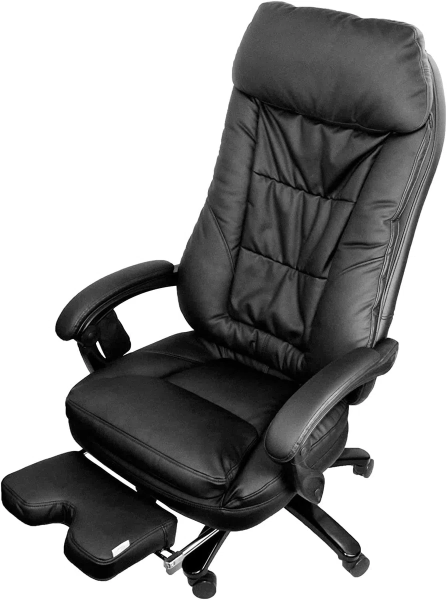 @tec Tiga Deluxe Chefsessel mit Massagefunktion und Wärme, Bürosessel mit kräftiger Shiatsu Massage, Bürostuhl gepolstert mit Rollen, Drehstuhl Kunstleder schwarz