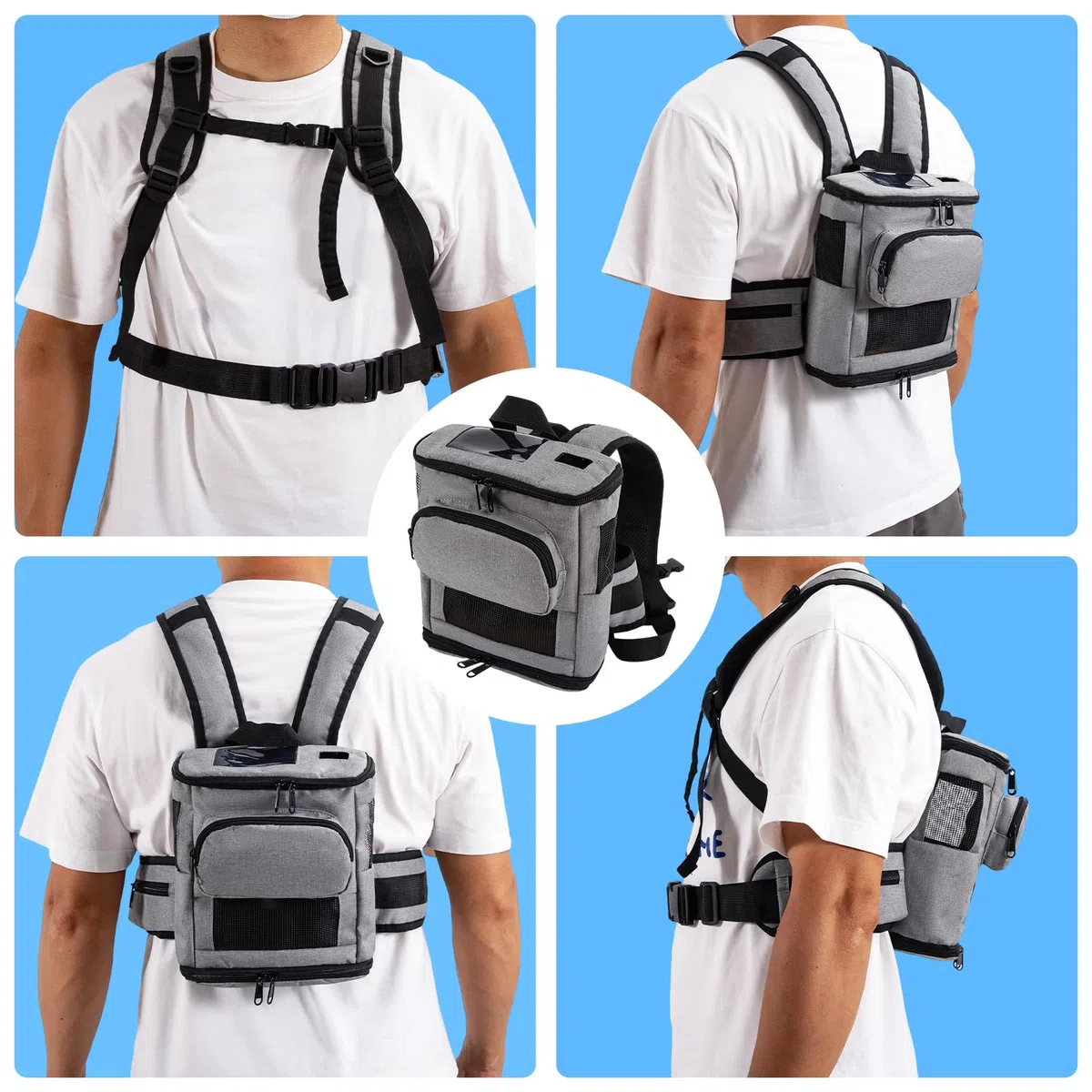 Tragbarer Sauerstoffkonzentrator Rucksack Kompatibel mit Inogen One G5 und Inogen Rove 6,Ultra leichte Sauerstoffmaschine Tragen Mesh Tasche für Reisen im Freien (Grau)