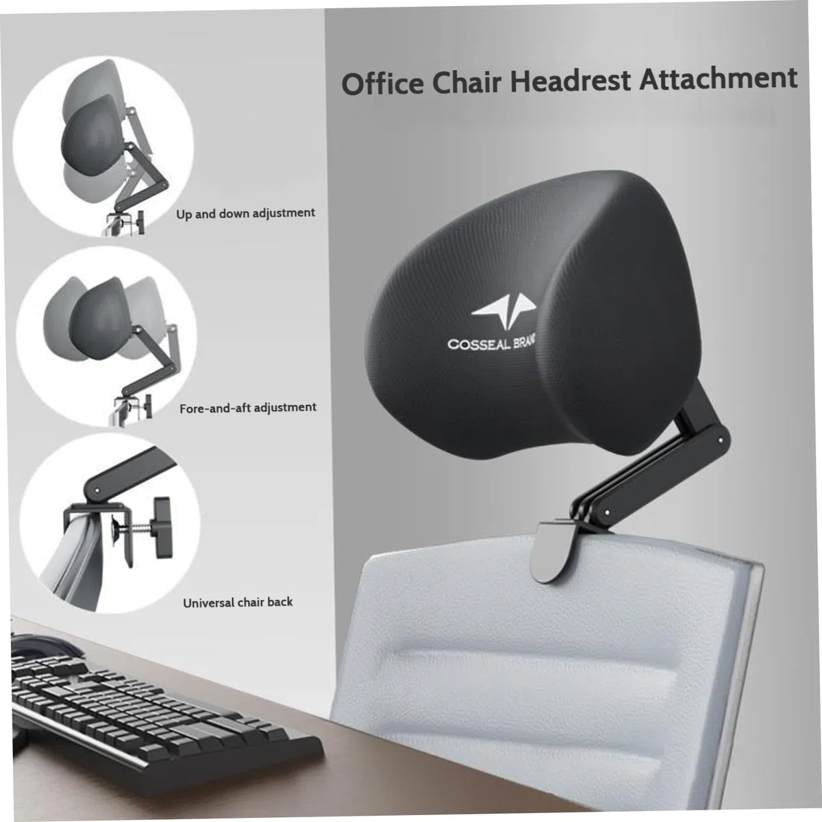Office Stuhl Kopfstütze Anhang Einstellbar und abnehmbarer Bürostuhl Kopfstütze Ergonomische Halsunterstützung für Bürostuhl Speicher Schaum Mesh Kopfkissen Kopf Ruhe für Office Stuhl, Halsunterstütz