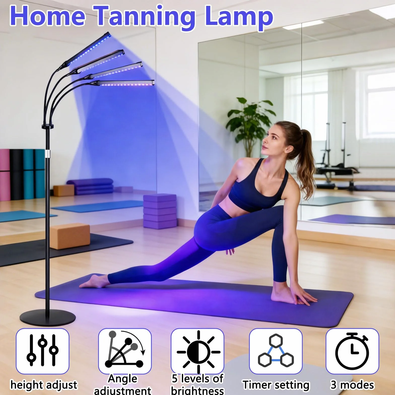 Solarium Für Zuhause, 660nm & 850nm Gesichtsbräuner mit 420 LED, 5 Helligkeitsstufen, 3 Modi, Verstellbare Höhe, Bräunungslicht Solarium mit Timer & Schutzbrille für Körper und Gesicht