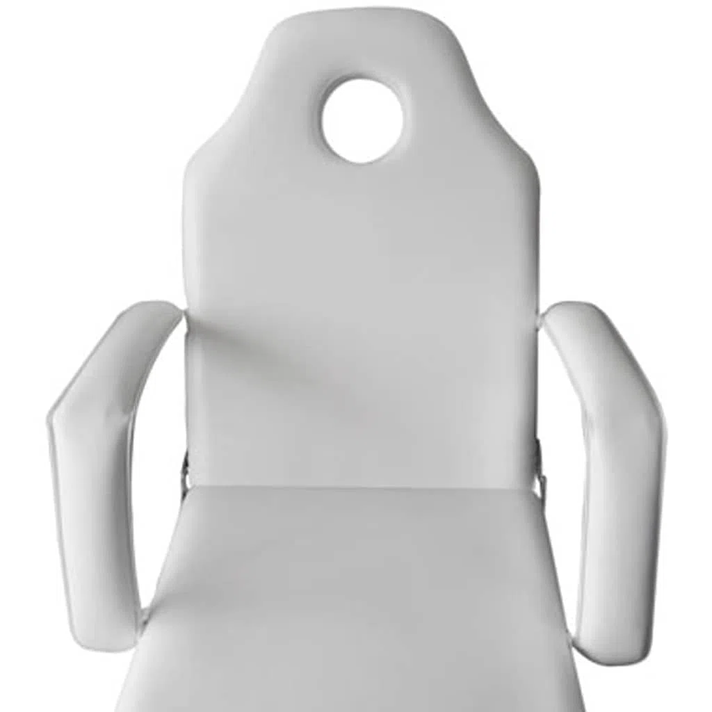 Verstellbare Kosmetikliege Weiß Kunstleder, klappbarer Behandlungsstuhl mit Tragetasche, Rückenlehne und Fußstütze verstellbar, für Kosmetik Massage Wellness Spa 186 cm