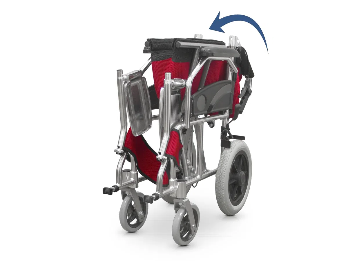 QUIRUMED Klappbarer Rollstuhl, Aluminiumrahmen, ultraleicht, Beifahrerbremsen, kompakt, orthopädisch