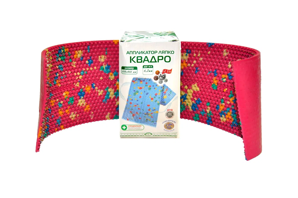 Massagematte rechteckig 6,2 mm, Applikator Lyapko Quadro, Ляпко,118x470 mm, Akupunktur, elastisch