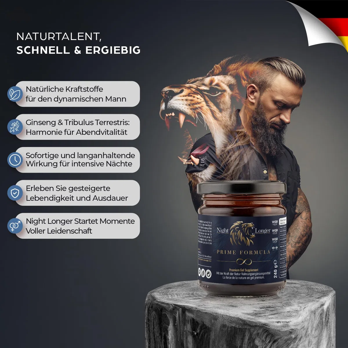 Prime Formula Gel, 240gr Sofortwirkung, Extra Stark für aktive Männer, Ginseng & Tribulus Terrestris - 2 Stück