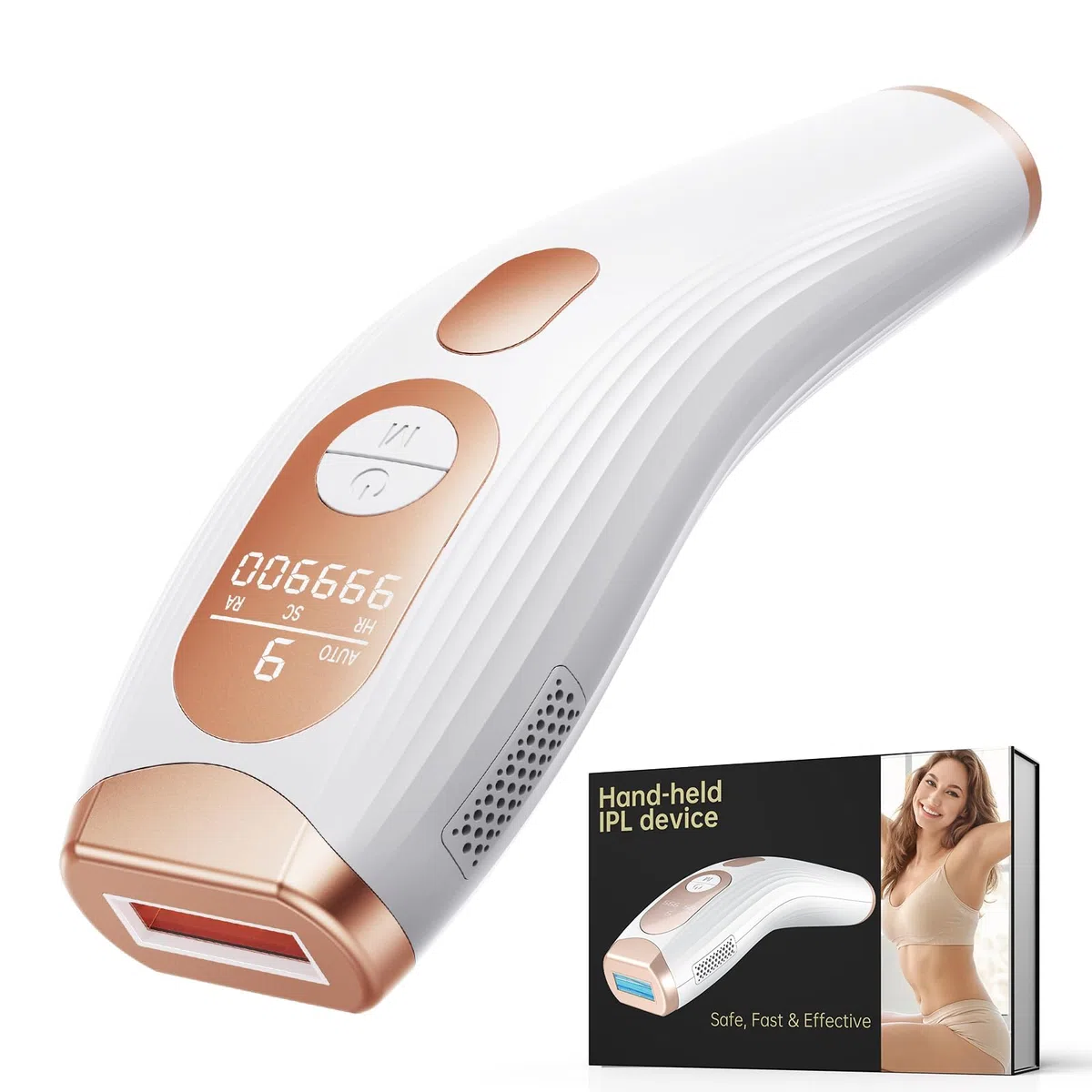 IPL Geräte Haarentfernung, 9 Energiestufen Haarentfernungsgerät, 999,900 Lichtimpulse, 600 NM Effizientes IPL Laser Haarentfernungsgerät für Frauen, Männlich, Gesicht, Ganzkörper