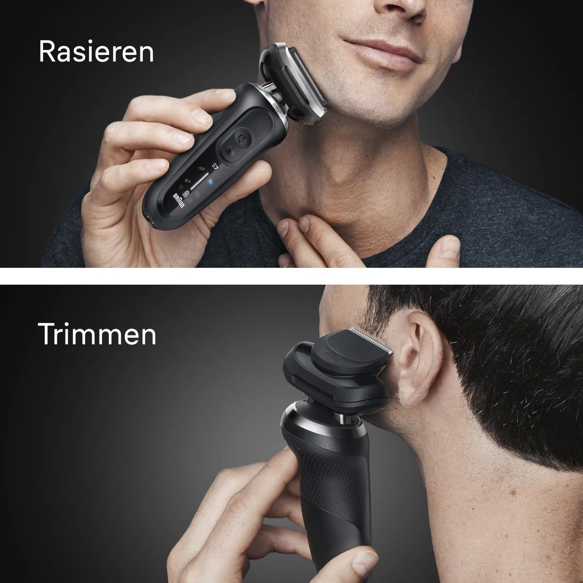 Braun Rasierer Herren Elektrisch Series 7, N7200cce, Schwarz - Kabelloser Elektrorasierer, Barttrimmer mit 60 Min. Akku, Wasserdicht, Made in Germany, Inkl. 1 Aufsatz und 4in1 SmartCare Center
