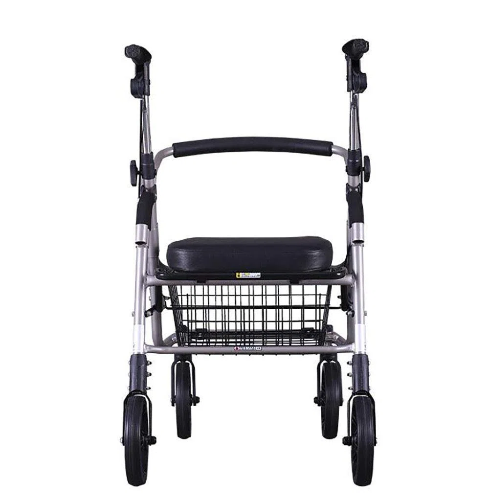 Faltbarer Rollator Rollator Walkers Faltbare Lauflernhilfe Einkaufstrolley Leichter Vierrad-Rollator Lauflernhilfe mit gepolstertem Sitz Ergonomische Griffe und Einkaufskorb Geeignet für Ältere Teilen
