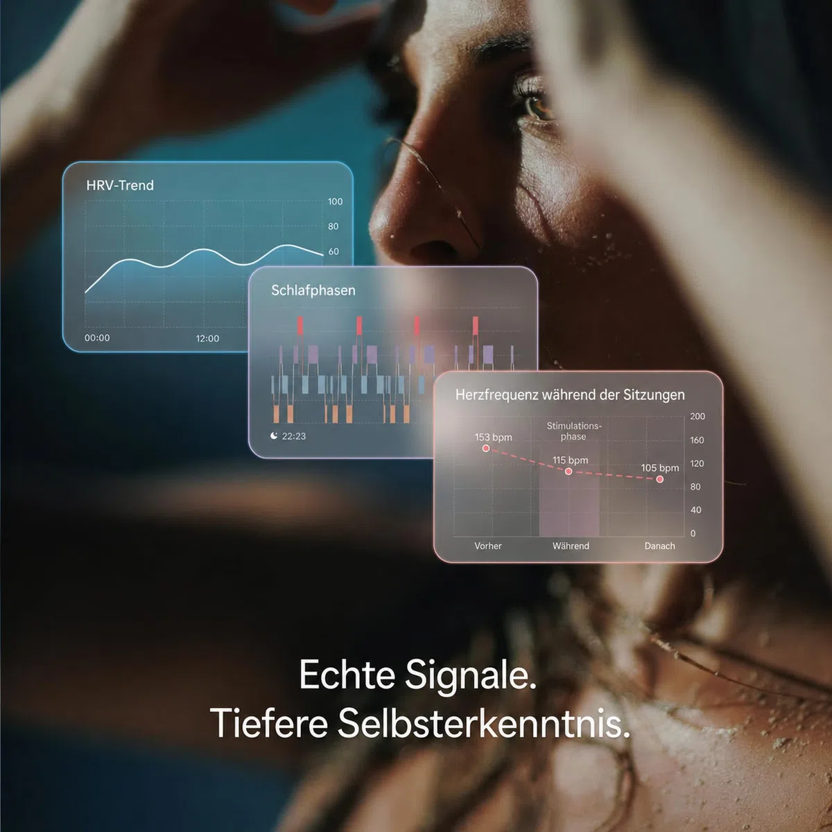 Luna Plus AI Vagusnervenstimulationsgerät, tragbares taVNS-Vibrationsgerät fürs Ohr mit App und AI Coach, 6 Modi, Unterstützung für HRV- und Schlafanalysen, tägliche 20-Minuten-Routine, Blau