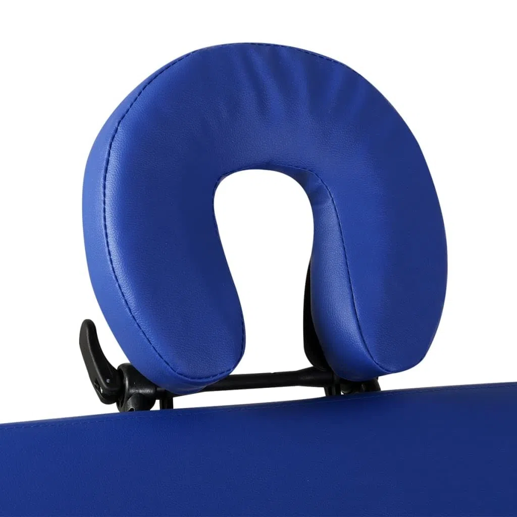 Massageliege Klappbar 2-Zonen, Höhenverstellbare Kosmetikliege mit Aluminiumgestell, Tragbare Therapieliege inkl. Tragetasche für Massage, Reiki und Shiatsu, Blau