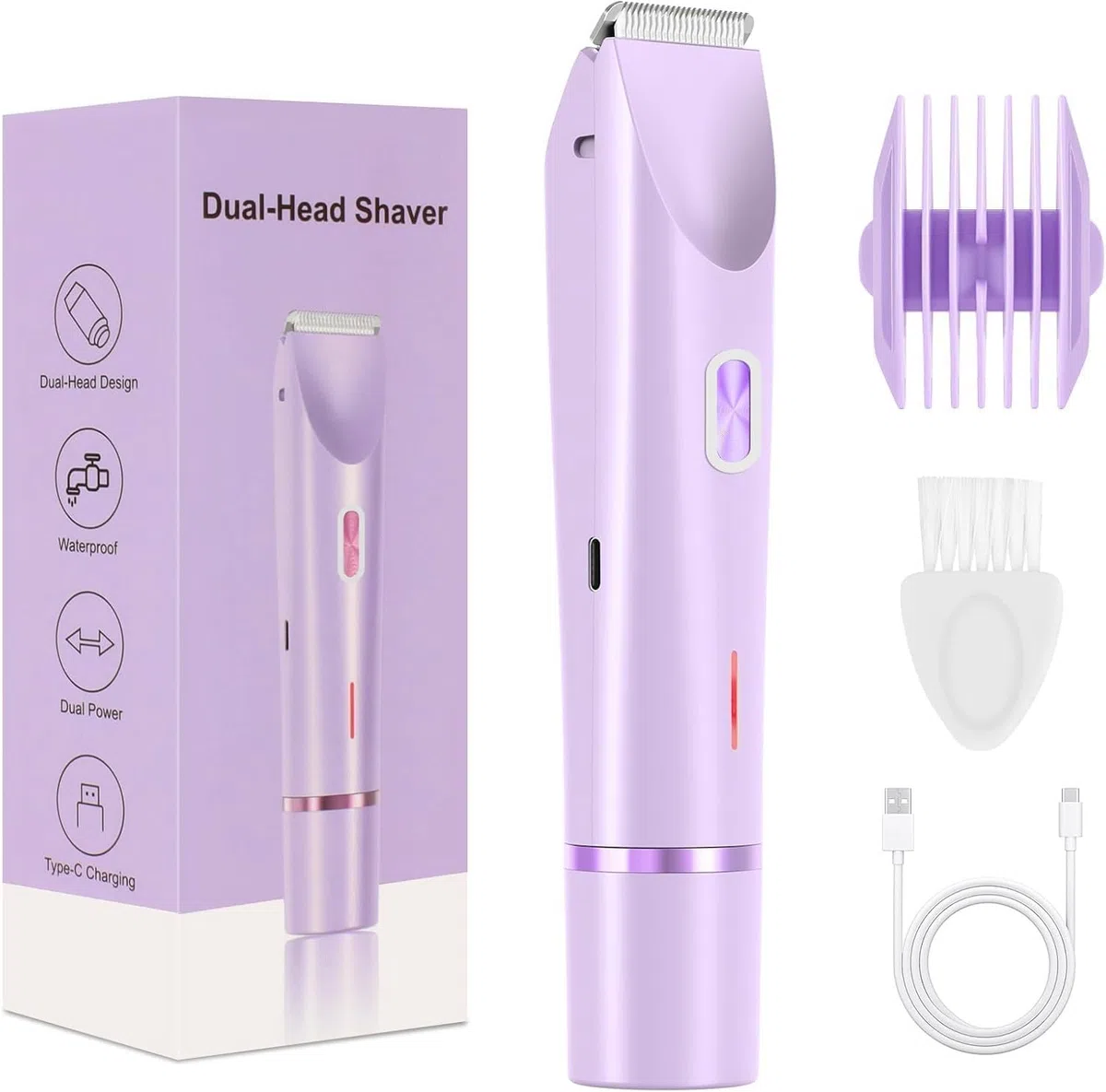 Klyne Damenrasierer, Klyne Haarschneidemaschine für Damen, Intim- & Augenbrauen-Trimmer, USB-Aufladung, wasserdicht IPX7, für Bikini, Achseln, Beine und Nase
