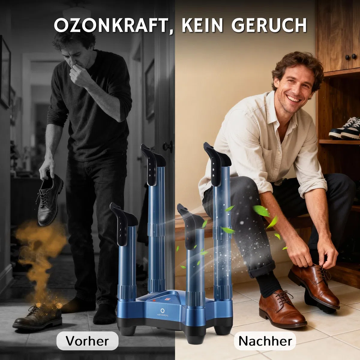 AIRTHEREAL SD20 Schuhtrockner & Schuhdeo – Elektrischer Schuhtrockner mit Ozon-Desinfektion, Heizgebläse, Schnelltrocknung & einstellbarem Timer, geeignet für Arbeitsstiefel, Skistiefel & Sneaker