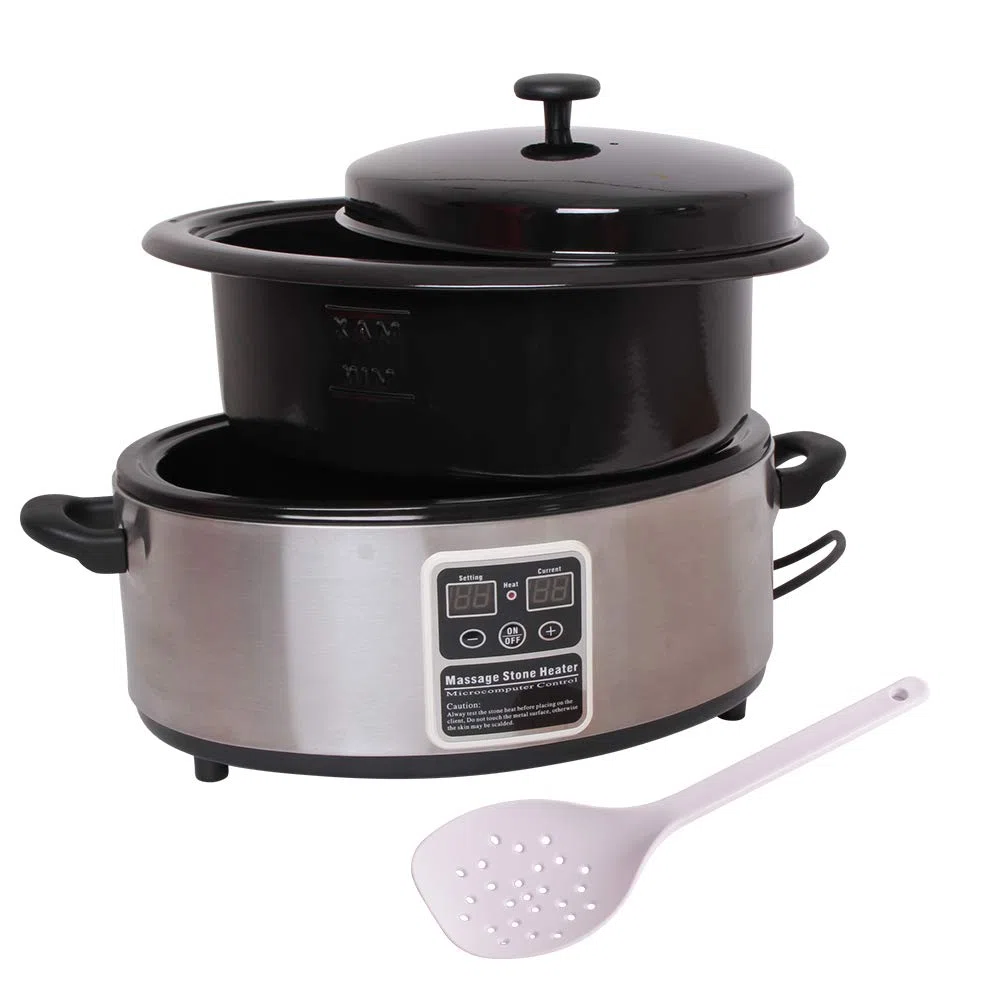 Hot Stone Wärmegerät basic aus Edelstahl - Professioneller Erwärmer ca. 5,5 Liter für die Wärmebehandlung - einfache Bedienung - digitales Display und Abschaltautomatik | Präzise digitale Temperaturregelung