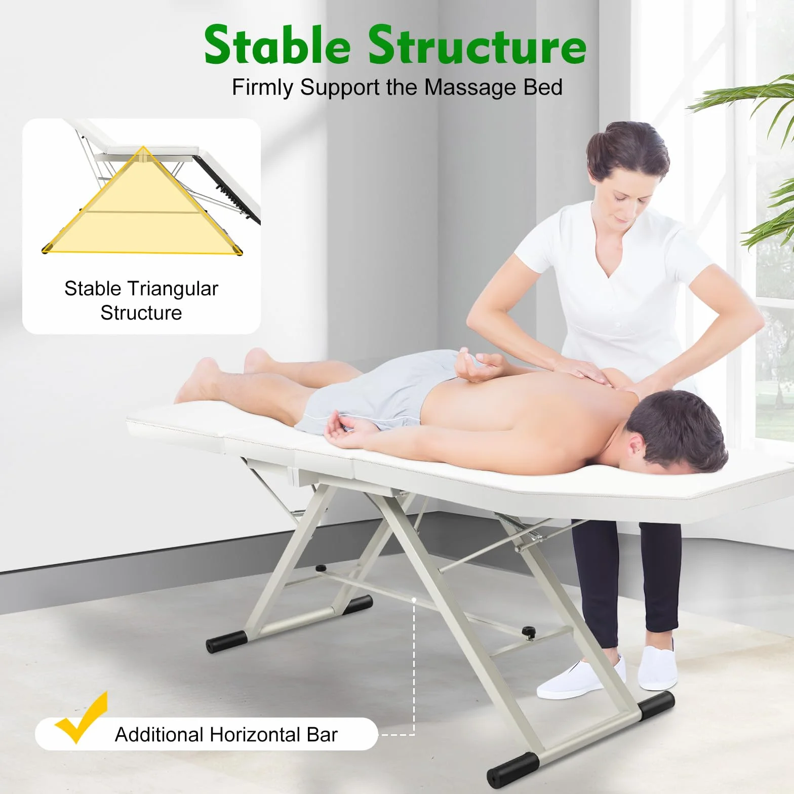 Massageliege 3 Zonen, Massagetisch, Massageliege Klappbar, HöHenverstellbare Aluminium Massageliege, Massagebett Tragbar Inkl. ZubehöR, Alu-KopfstüTze, Armlehne Und Tragetasche - Weiß