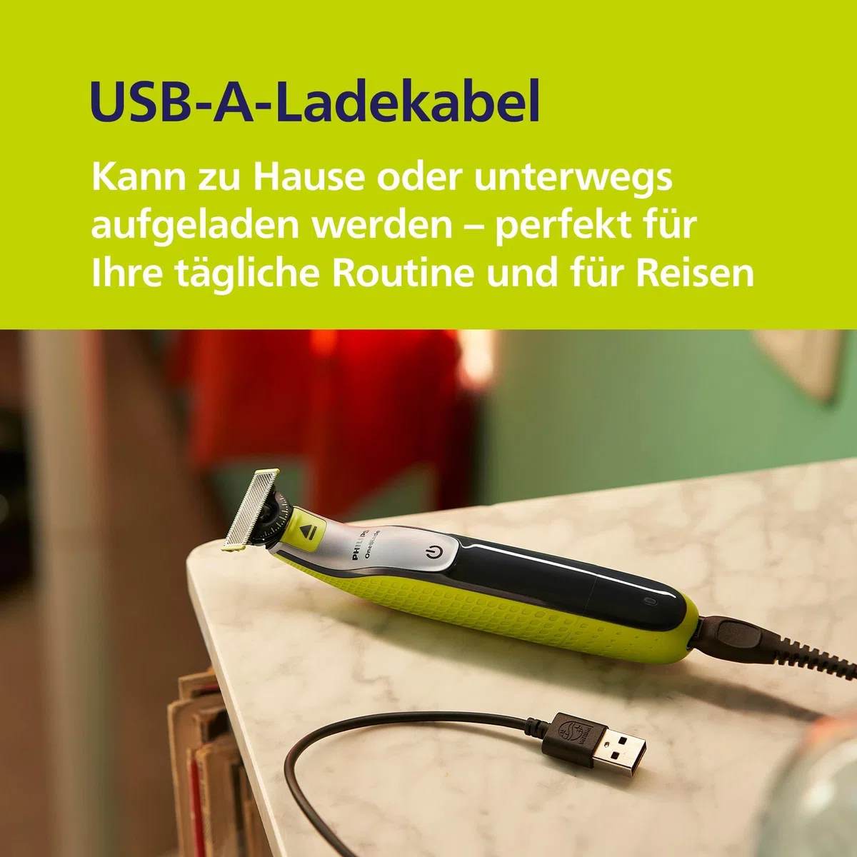 PHILIPS OneBlade 360 Face - elektrischer Rasierer & Trimmer, 2x 360 Klingen, verstellbarer 5-in-1-Trimmaufsatz, Nass- & Trockenrasur, Akku-USB, fürs Gesicht (QP2734/30)