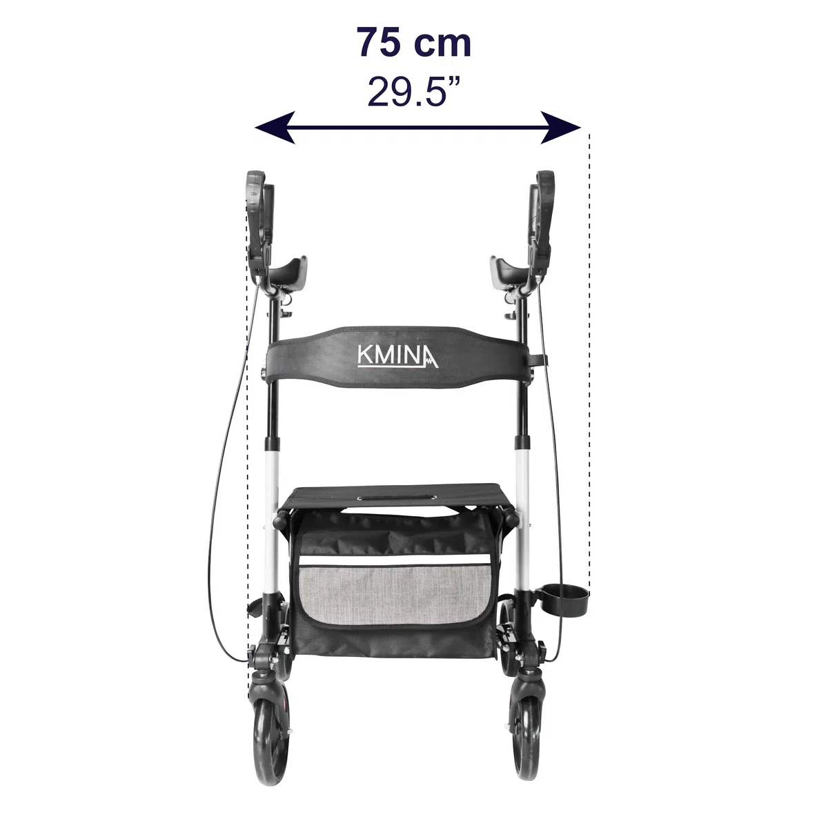 KMINA Arthritis Rollator mit Unterarmstützen, Outdoor Rollator Faltbar mit Sitz und Rückenlehne, Höhenverstellbare Gehhilfe für Senioren, Belastbar bis 136 kg, Korb