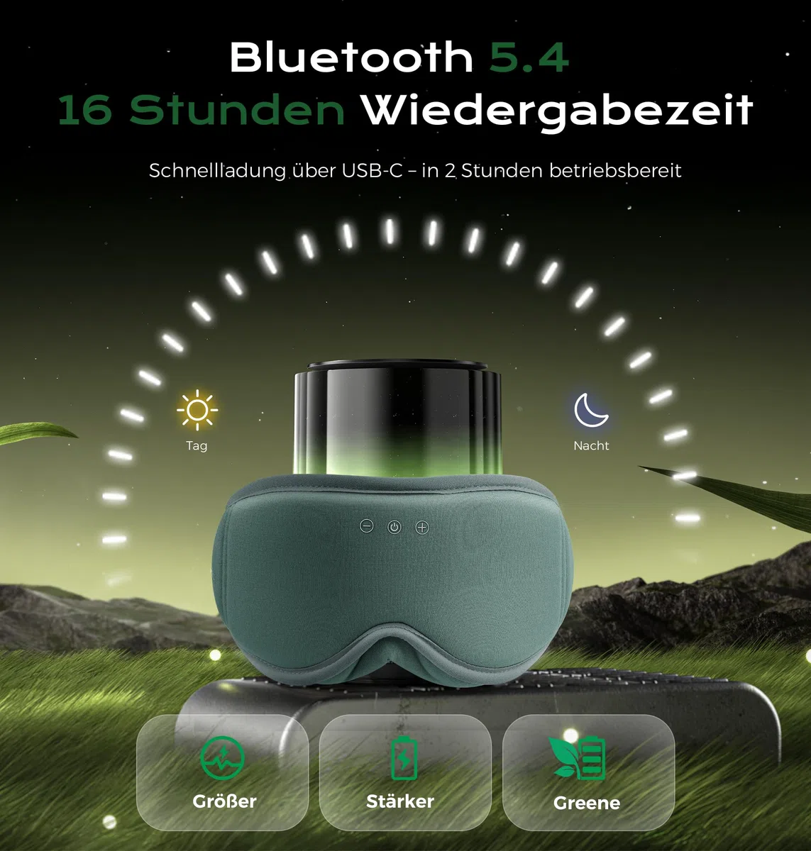 MUSICOZY Schlafmaske mit kopfhörer | 100% Schatten 3D Schlafkopfhörer schlafmaske Bluetooth Weich Augenmaske aus Bio-Bambus-Baumwolle für Reisen,erholsamen| Bluetooth 5.4 Schlaf Kopfhörer
