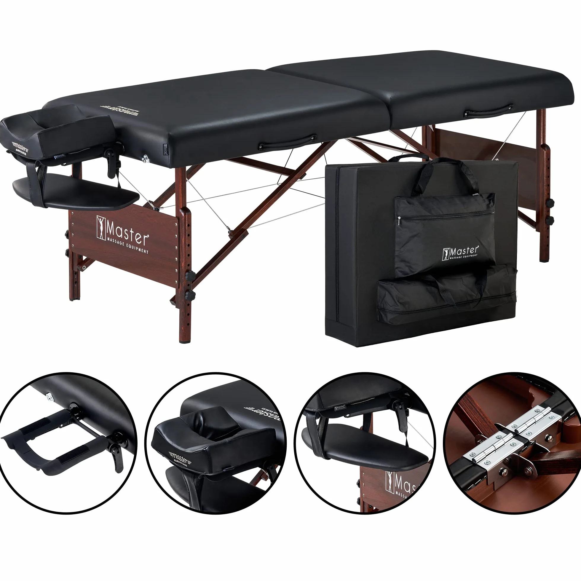 Master Massage Del Ray Mobil Massageliege Kosmetikliege Therapiebett Massagebank Klappbar Holz 76cm Schwarz