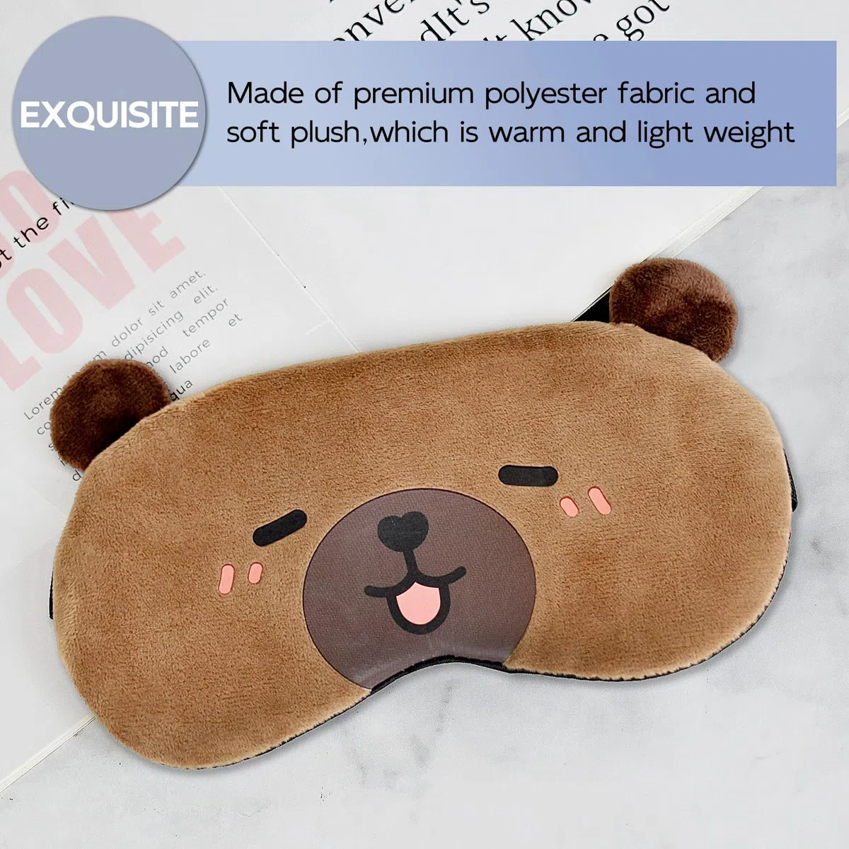 Schlafmaske Capybara Augenmaske für Schlafen Neuheit Plüsch Schlafmasken Reisen Nickerchen Augenbinde Augen Abdeckung Nachtmaske für Frauen Männer（Capybara）