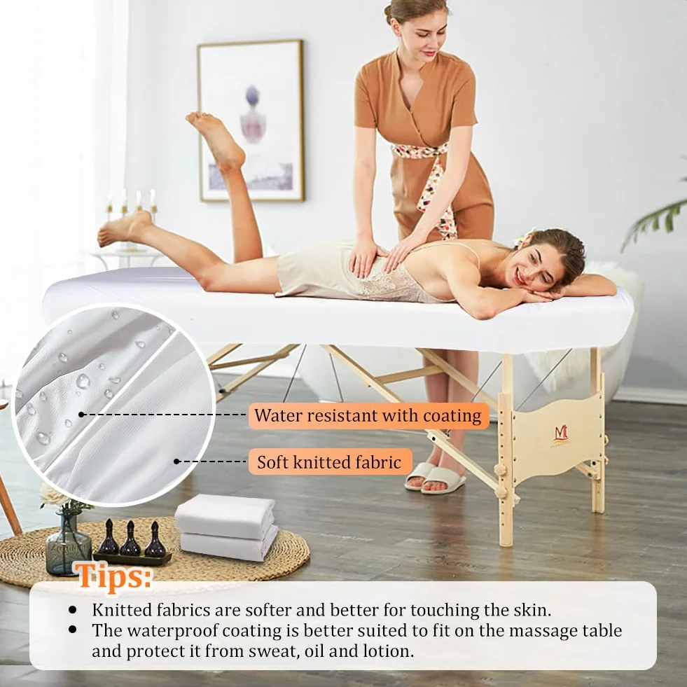 2pcs Spannbezug für Massageliege Ölresistent, 80 x 190cm Wasserdicht Bezug für Massageliege Waschbar Massageliege Bezug für Kosmetik-Tische und Therapie-Bänke