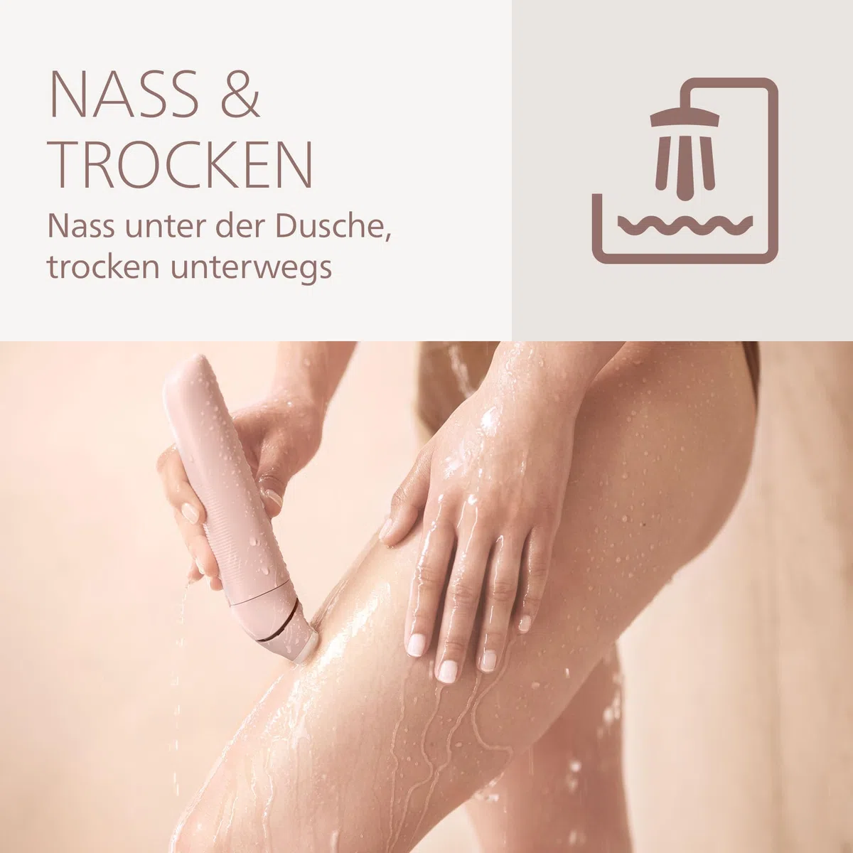 Philips Lady Shaver Series 8000 - kabelloser elektrischer Rasierer, nass und trocken, 3-Klingen-System, flexibler Scherkopf, LED-Licht, für Beine und Körper, 100 Min. Laufzeit, Modell BRL129/00