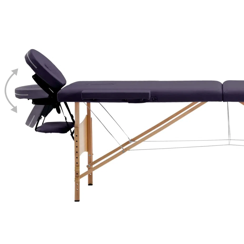 vidaXL Holz Massagetisch Klappbar 2 Zonen mit Tragetasche Therapie Massageliege Massagebank Kosmetikliege Therapieliege Massage Liege Lila