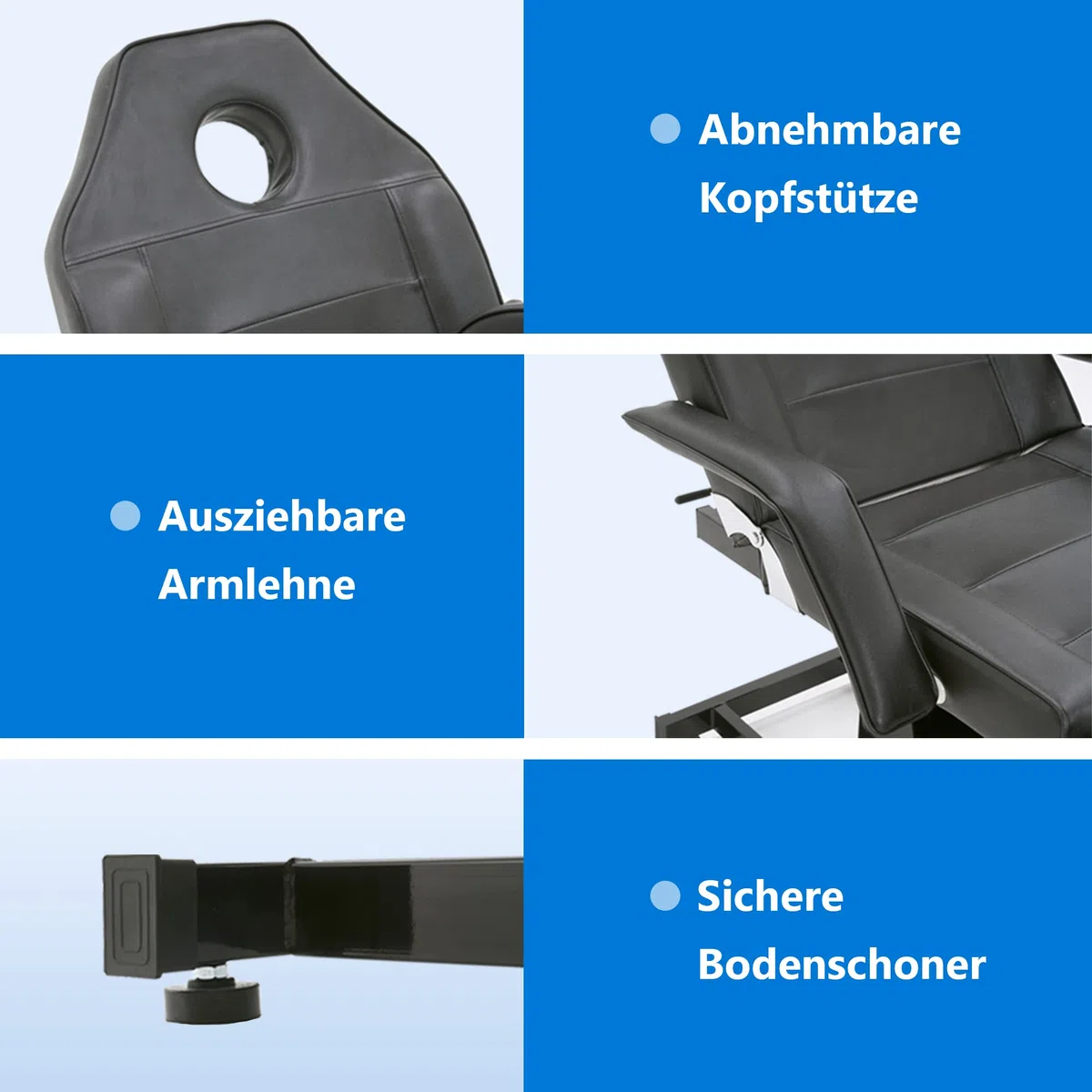 Barberpub Elektrische Tattoo Liege Massageliege, Kosmetikliege Set, Therapieliege Schönheitsausrüstung klappbar & höhenverstellbar, 0100 (Schwarz)